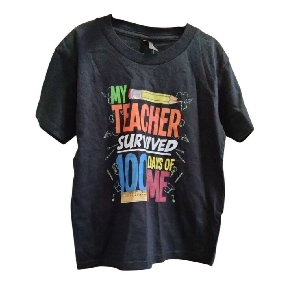 My Teacher Survived 100 Days Of Me Funny 100 Days Of School T-Shirt Size X-Small - Picture 3 of 6